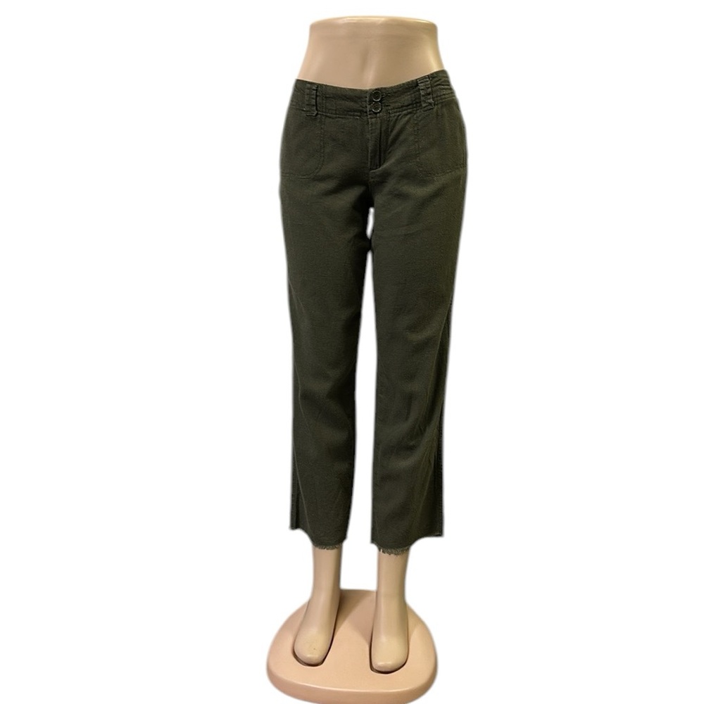 Linen Blend Dollhouse Olive Green Raw Hem Casual Crop Beach Pants Juniors Size 9